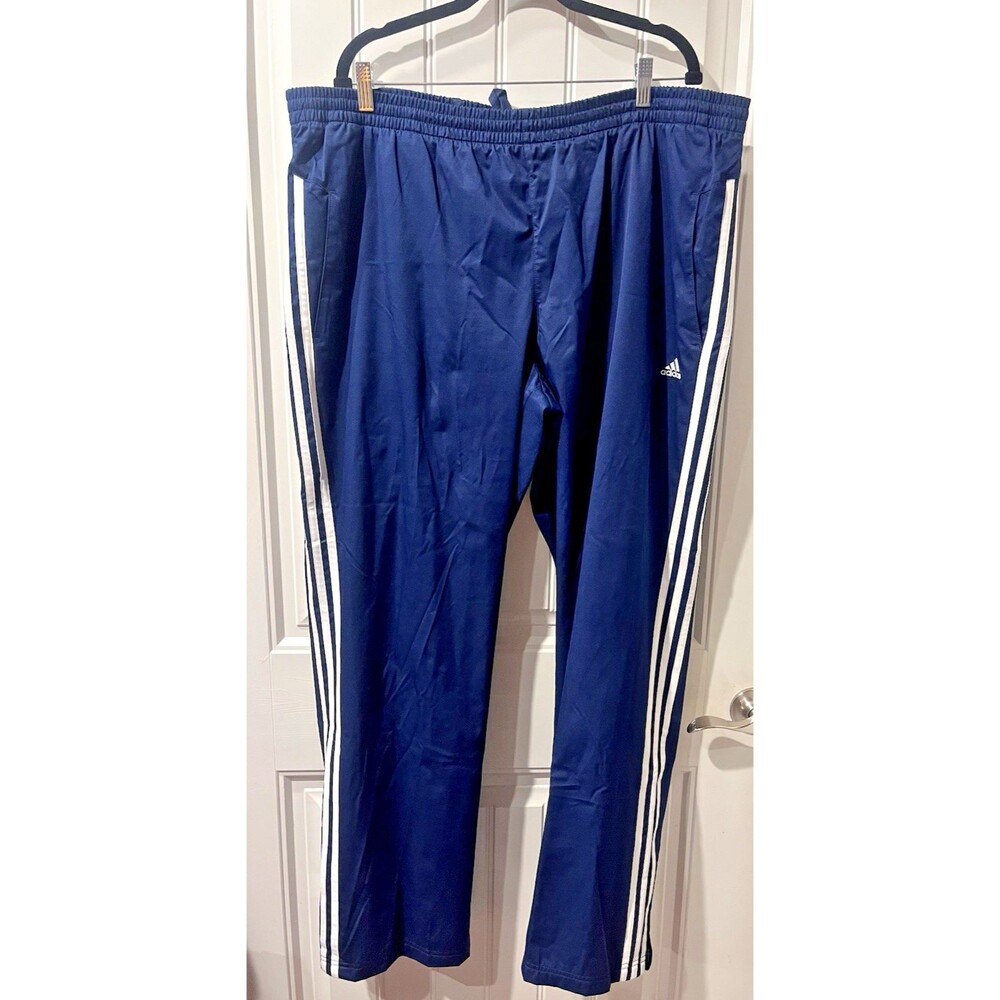 Adidas Track Pants 2XL Baggy Relaxed Blue 90s Joggers Ankle Zip Windbreaker Vtg